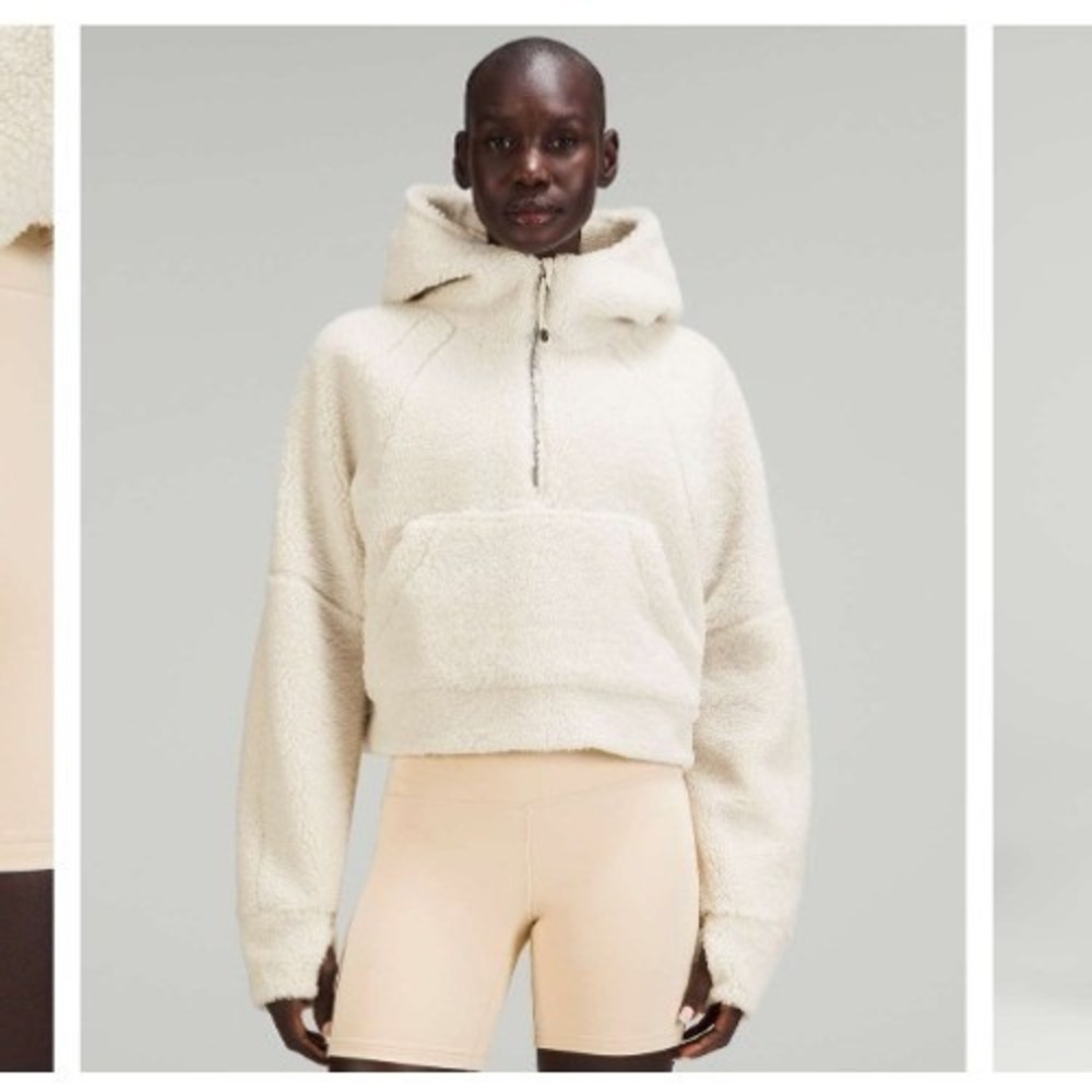 Lululemon Scuba Oversized Half-Zip Fleece Hoodie White Opal M/L - Picture 11 of 12